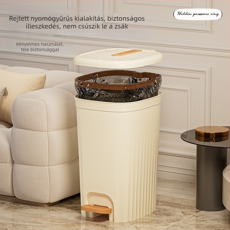 12 L kapacitású pedálos szemetes fedővel – konyha, nappali és fürdőszoba számára, modern, elegáns dizájn