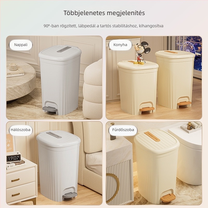 12 L kapacitású pedálos szemetes fedővel – konyha, nappali és fürdőszoba számára, modern, elegáns dizájn