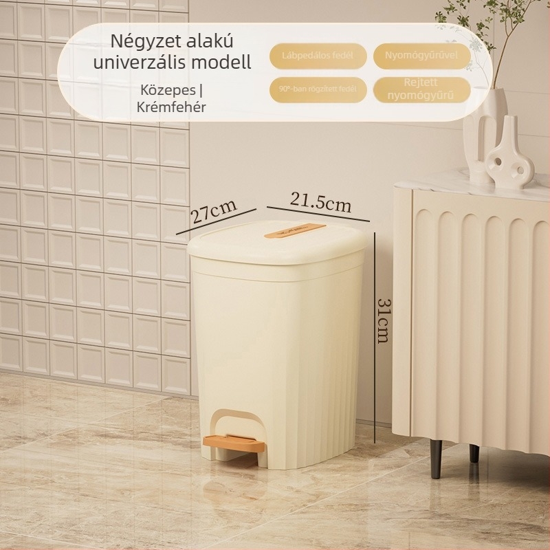 12 L kapacitású pedálos szemetes fedővel – konyha, nappali és fürdőszoba számára, modern, elegáns dizájn