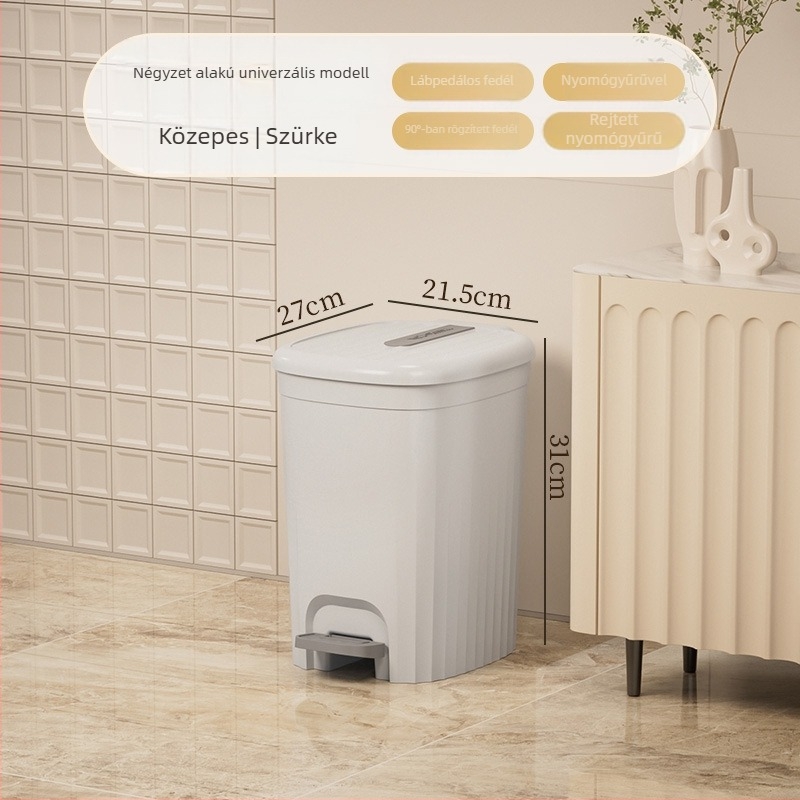 12 L kapacitású pedálos szemetes fedővel – konyha, nappali és fürdőszoba számára, modern, elegáns dizájn