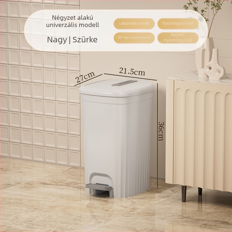 12 L kapacitású pedálos szemetes fedővel – konyha, nappali és fürdőszoba számára, modern, elegáns dizájn