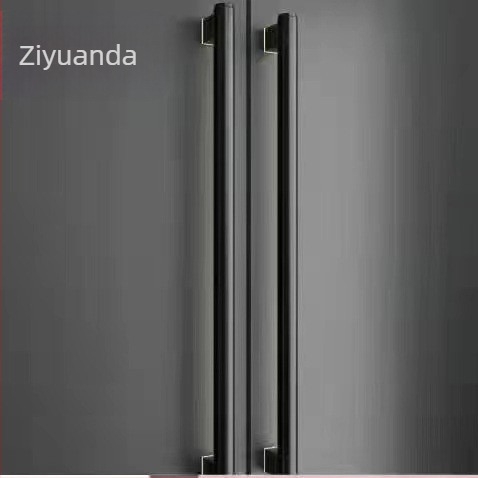 Modern minimalista rozsdamentes acél üvegajtó fogantyú, négyszögletes cső, H alakú, csiszolt tükrös felület