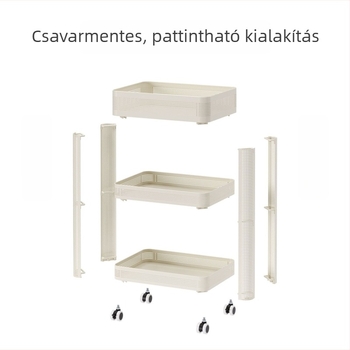 Great classic 3‑rétegű keskeny, mozgatható polc a konyha, nappali és hálószoba tárolására, szerelés nélkül
