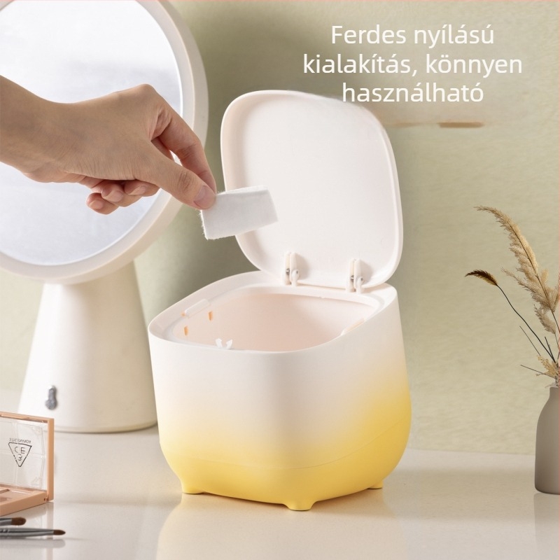 Fedeles mini asztali szemetes, négyzetes, kétszintes dizájn, iroda és otthon számára, aranyos kreatív stílus