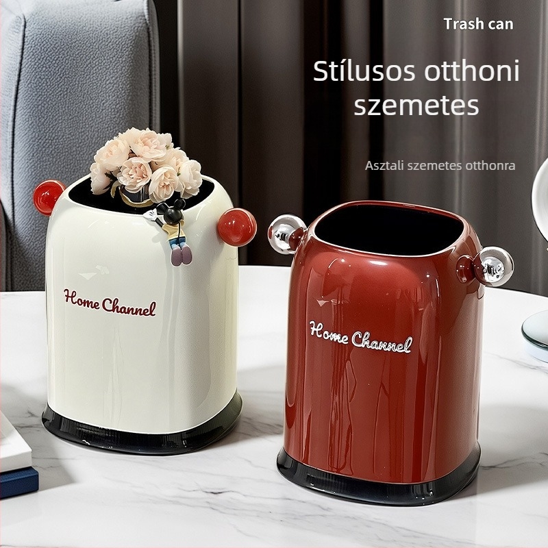 Elegáns asztali szemetes, négyszögletes, dupla rekeszes, 12 L, hálószoba és fürdőszoba