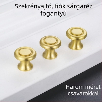 Sárgarézből készült fogantyú fiókokhoz és szekrényekhez, modern minimalista design, teljes sárgaréz, egylyukú