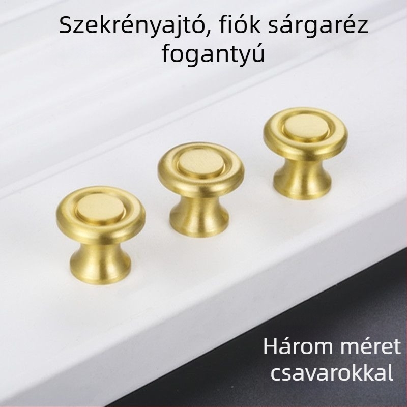 Sárgarézből készült fogantyú fiókokhoz és szekrényekhez, modern minimalista design, teljes sárgaréz, egylyukú
