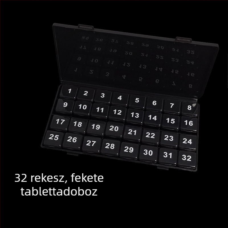 31 napos gyógyszeres szervező egyedi zárható rekeszekkel, leválasztható idős személyek számára, élelmiszer-minőségű, nagy kapacitású