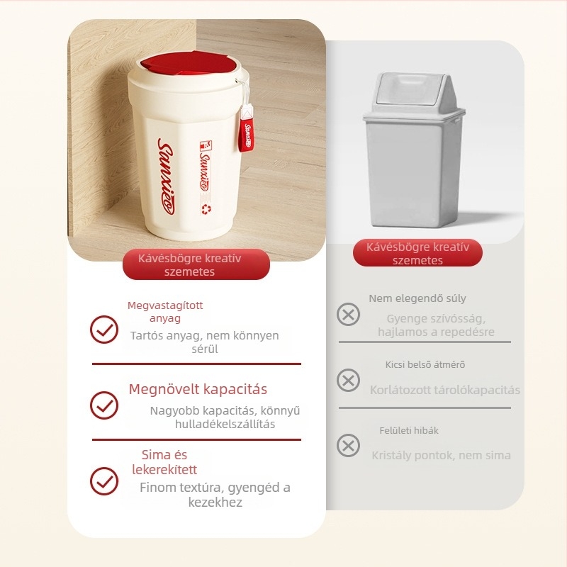 12 literes műanyag szemetes, nyomógombos fedéllel, minimalist design, nappali, konyha és fürdőszoba