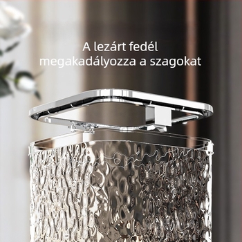 Új asztali szemetes fedéllel, vízhullámmintázatú, négyszöges, műanyag, 4 liter alatti kapacitás, nappali, iroda és hálószoba számára