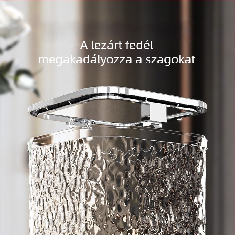 Új asztali szemetes fedéllel, vízhullámmintázatú, négyszöges, műanyag, 4 liter alatti kapacitás, nappali, iroda és hálószoba számára