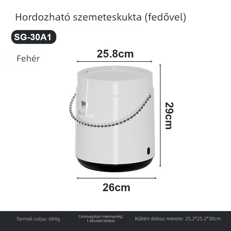 Fedeles, mid-century amerikai stílusú szemetes otthonra — nappali, konyha, fürdőszoba, műanyag, 12 liter