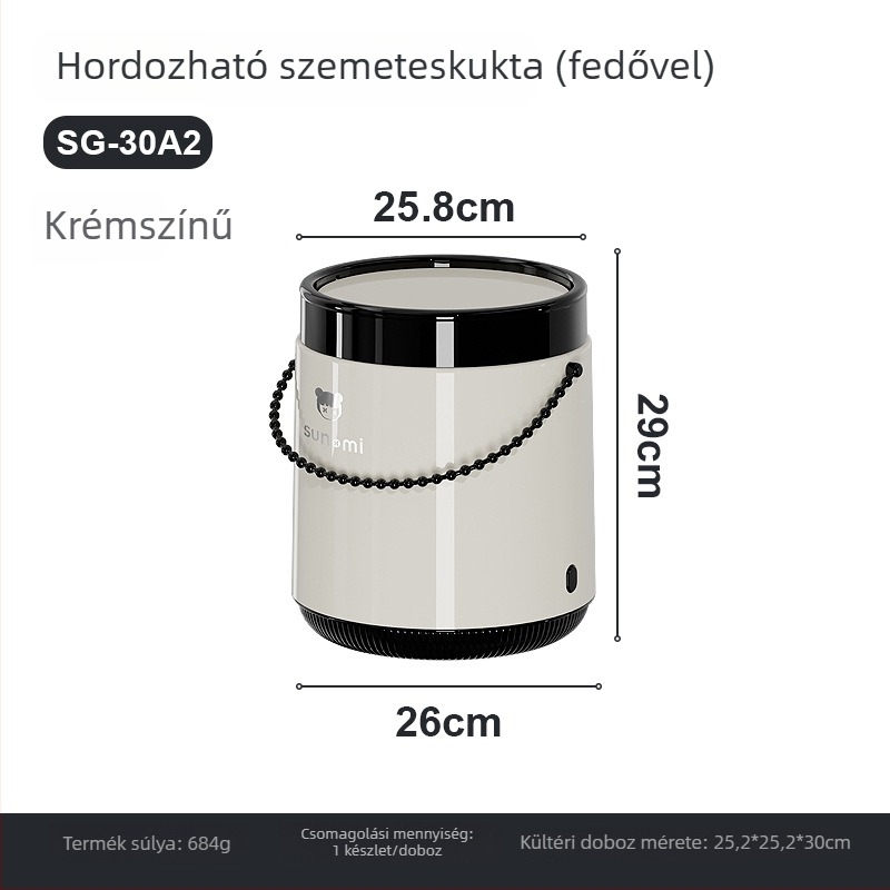 Fedeles, mid-century amerikai stílusú szemetes otthonra — nappali, konyha, fürdőszoba, műanyag, 12 liter
