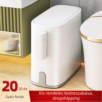 9L fürdőszobai szemetes, fedővel és nyomógombos nyitással, otthoni használatra