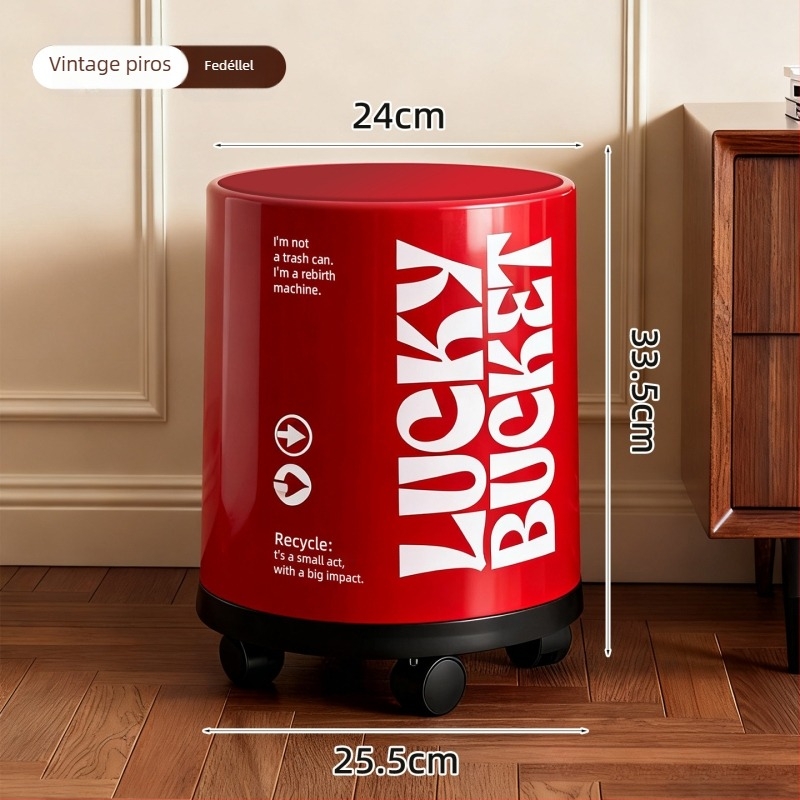 Nappalira készült szemetes fedéllel, görgős, hengeres műanyag, 12 L+ kapacitás