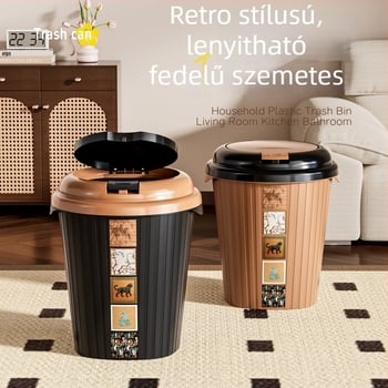 Nagy kapacitású háztartási szemetes, elegáns dizájnnal, hálószobába, nappaliba vagy irodába alkalmas, nyomásra nyíló fedéllel