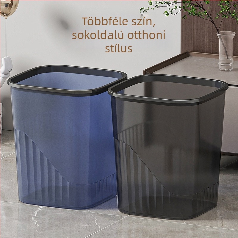 Átlátszó négyszögletes műanyag szemetes fedéllel, fürdőszoba és iroda számára, 12 L