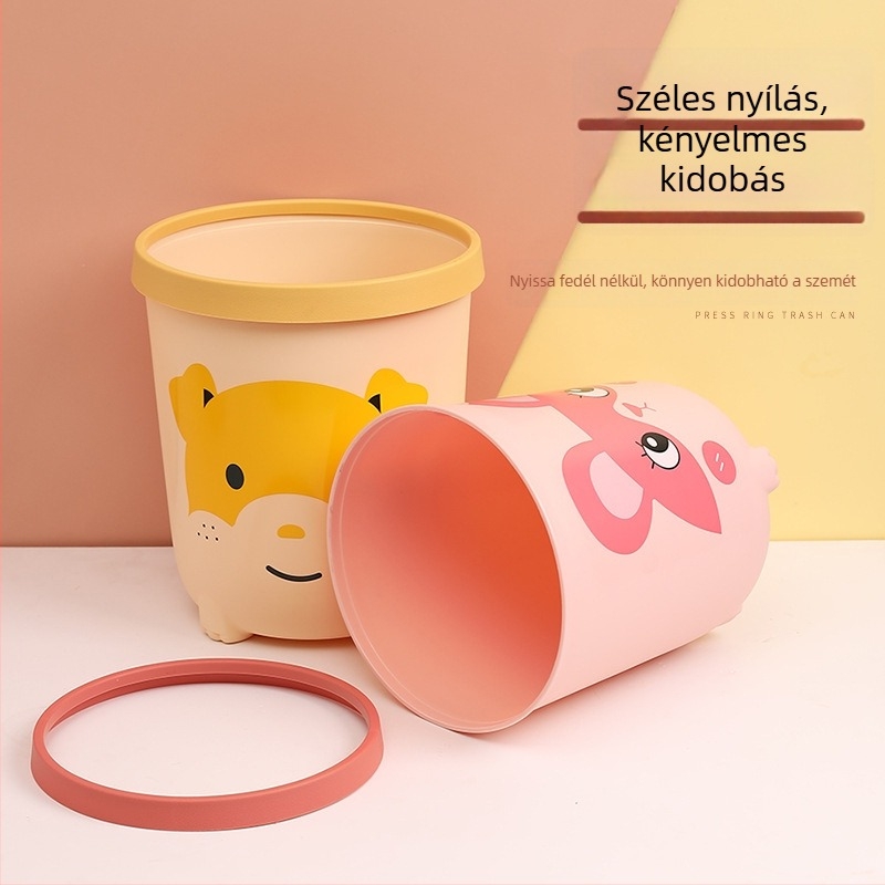 Nordic stílusú szemetes fedél nélkül, 10 L, műanyag, hordó alakú, otthoni használatra: nappali, hálószoba, konyha, fürdőszoba.