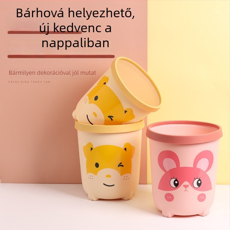 Nordic stílusú szemetes fedél nélkül, 10 L, műanyag, hordó alakú, otthoni használatra: nappali, hálószoba, konyha, fürdőszoba.