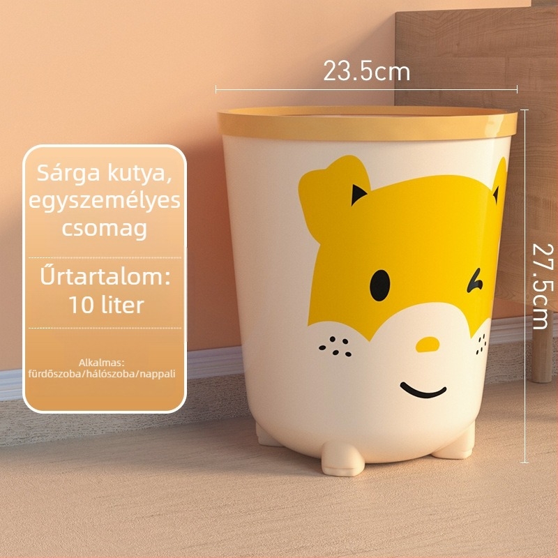 Nordic stílusú szemetes fedél nélkül, 10 L, műanyag, hordó alakú, otthoni használatra: nappali, hálószoba, konyha, fürdőszoba.