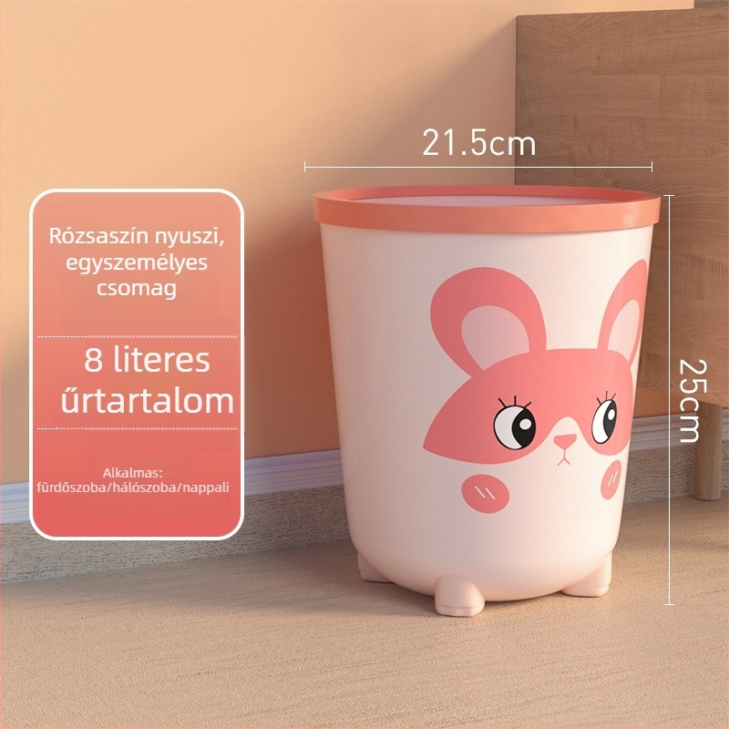 Nordic stílusú szemetes fedél nélkül, 10 L, műanyag, hordó alakú, otthoni használatra: nappali, hálószoba, konyha, fürdőszoba.
