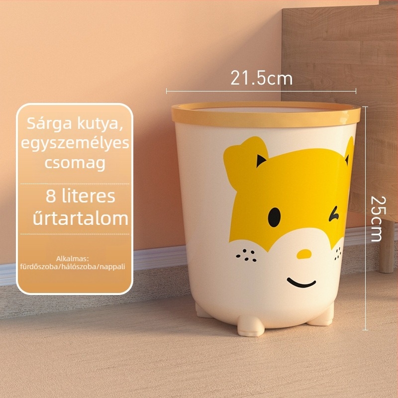 Nordic stílusú szemetes fedél nélkül, 10 L, műanyag, hordó alakú, otthoni használatra: nappali, hálószoba, konyha, fürdőszoba.