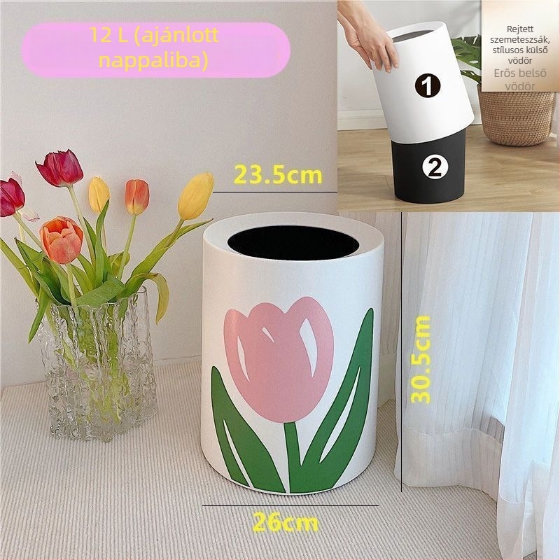 Tulipán formájú szemetes, modern dizájn, nappaliba, otthonba, kollégiumba, kompakt kis hálószobákhoz, konyhához és fürdőszobához, elegáns megjelenés