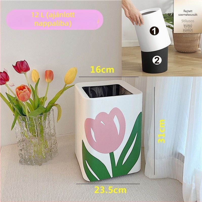 Tulipán formájú szemetes, modern dizájn, nappaliba, otthonba, kollégiumba, kompakt kis hálószobákhoz, konyhához és fürdőszobához, elegáns megjelenés