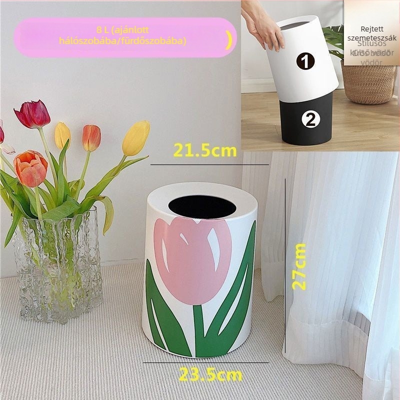 Tulipán formájú szemetes, modern dizájn, nappaliba, otthonba, kollégiumba, kompakt kis hálószobákhoz, konyhához és fürdőszobához, elegáns megjelenés
