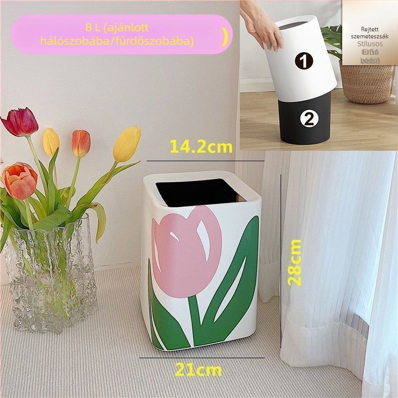 Tulipán formájú szemetes, modern dizájn, nappaliba, otthonba, kollégiumba, kompakt kis hálószobákhoz, konyhához és fürdőszobához, elegáns megjelenés