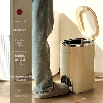 Otthoni pedálos szemetes fedéllel, nagy kapacitású, nappaliba, konyhába és fürdőszobába, dupla nyitású, 12 L