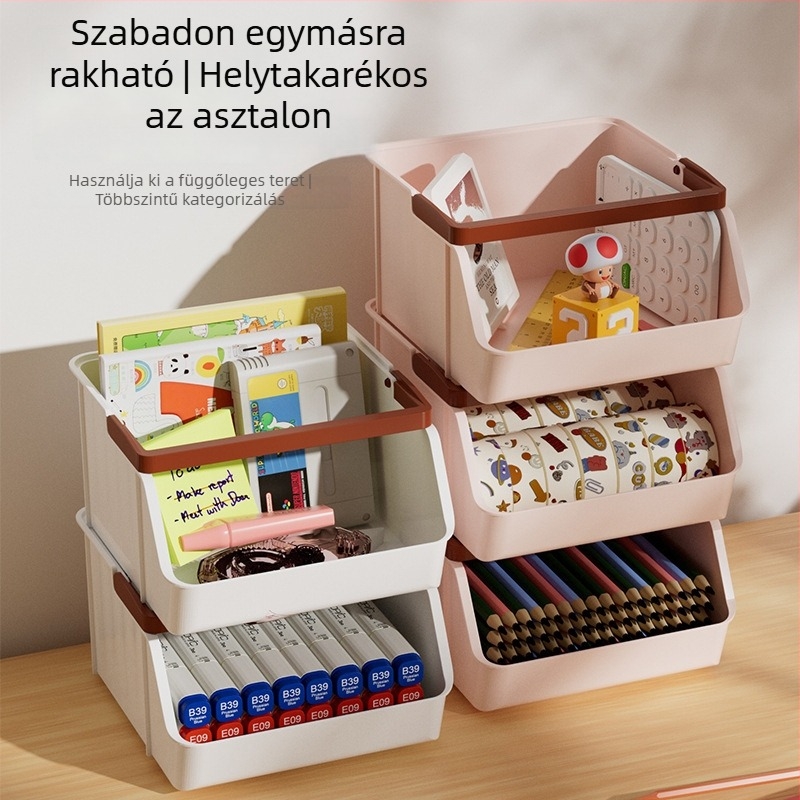 Nagy kapacitású asztali tároló doboz nassolnivalók és egyéb apróságok számára, stackelhető kivitel, kávé- és teafilterek tárolására.