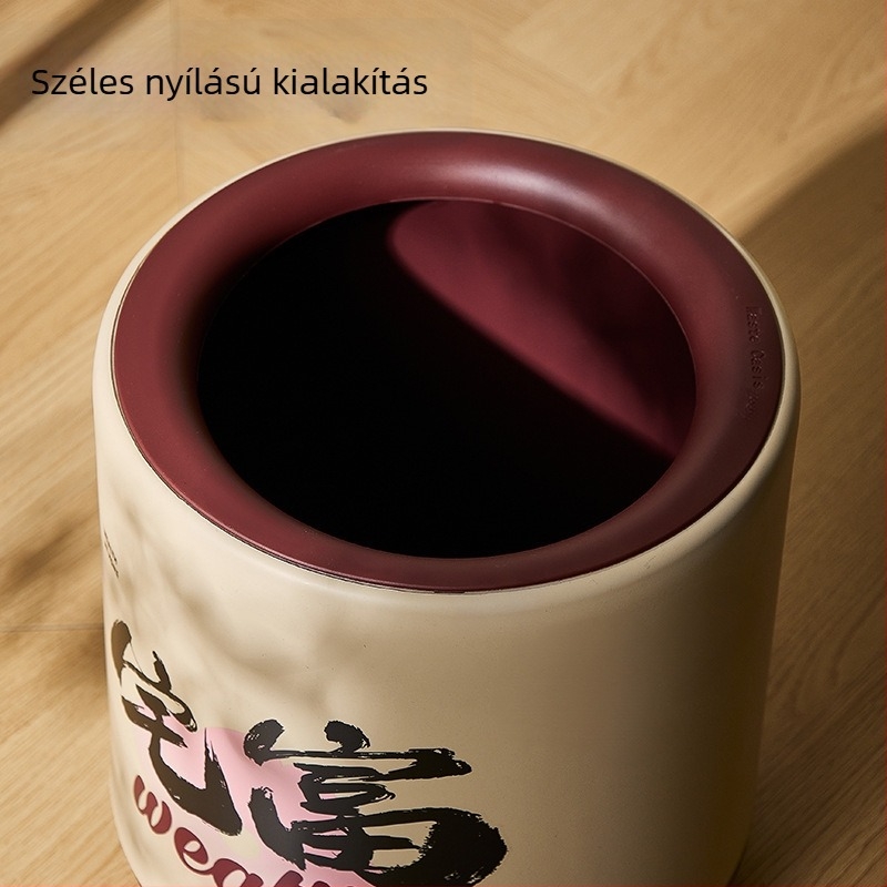 Nagy kapacitású kerek szemetes, otthoni használatra, 12 L vagy több, krém színű, 2025-ös új modell