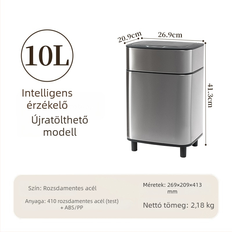 Shuangyi rozsdamentes acélból készült nagy kapacitású intelligens kuka fedéllel és szenzorral otthoni használatra a konyhában