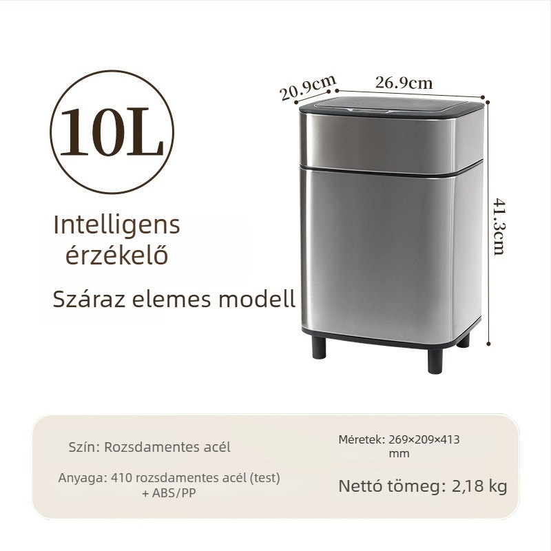 Shuangyi rozsdamentes acélból készült nagy kapacitású intelligens kuka fedéllel és szenzorral otthoni használatra a konyhában