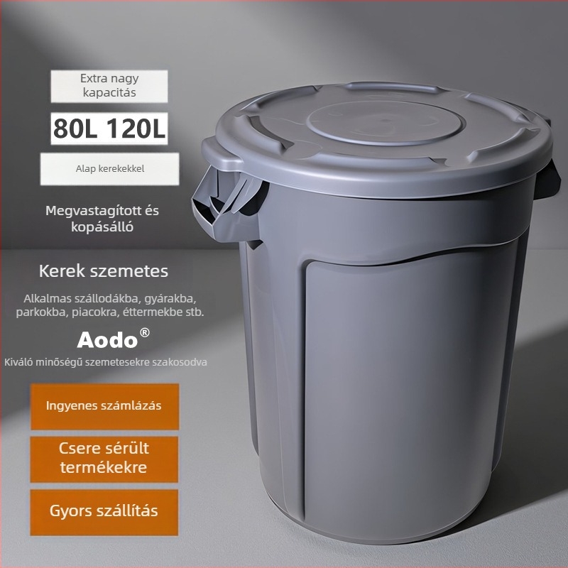 Aodo nagy körkörös szemetes fedéllel és kerékkel, nagy kapacitású műanyag víztároló tartály étkezéshez, konyhához, kültérre és kereskedelmi használatra