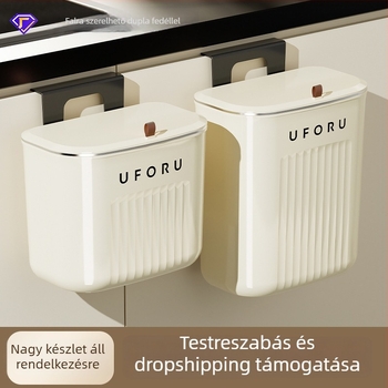 Fali rögzítésű konyhai szemetes, 7 liter, nagy kapacitás, háztartási használatra, fedéllel, keskeny kialakítás