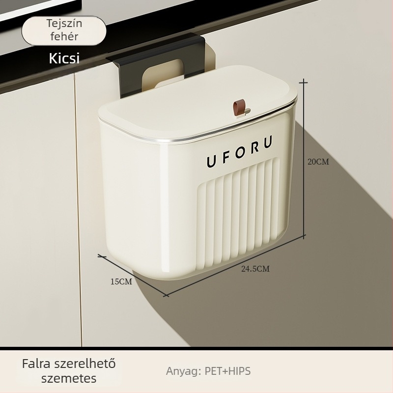 Fali rögzítésű konyhai szemetes, 7 liter, nagy kapacitás, háztartási használatra, fedéllel, keskeny kialakítás