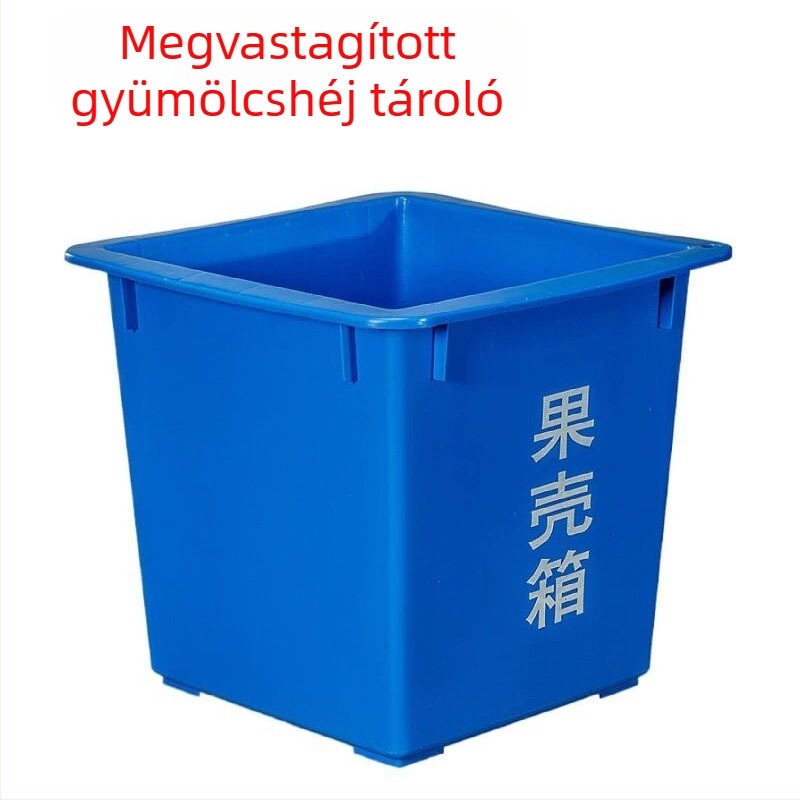 Műanyag, kereskedelmi célú, megerősített fedél nélküli szemetes, 60 L, négyzet alakú, kültéri, iskolai szelektív hulladékgyűjtéshez