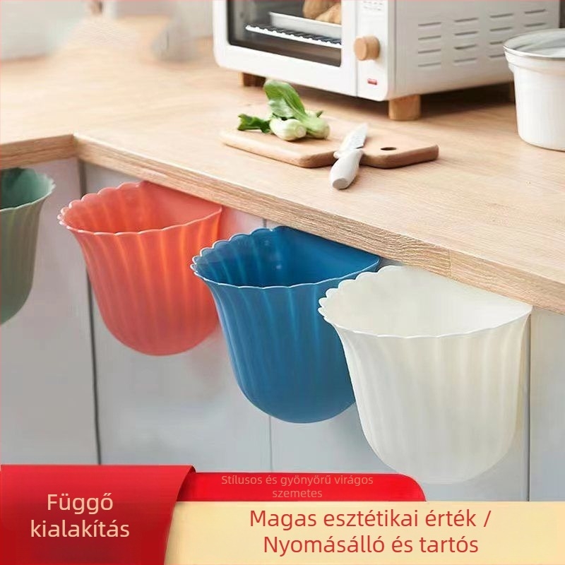 Fali szemetes virágos mintával, konyhai hulladékgyűjtő, otthoni használatra
