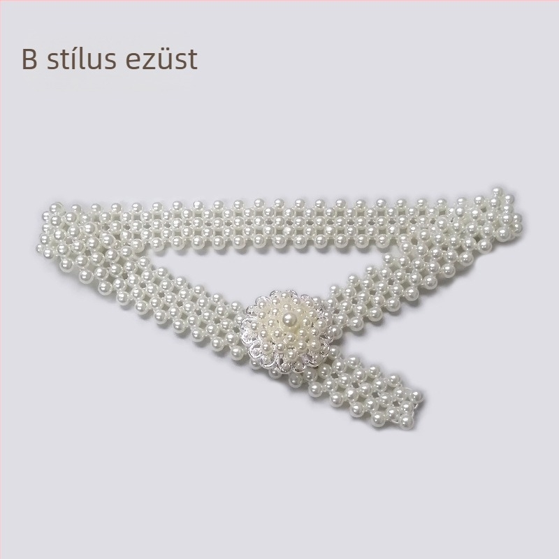 Női deréköv gyöngyökkel, egyszerű és elegáns kiegészítő ruhákhoz és szoknyákhoz, rugalmas lánc, 2–4 cm szélesség