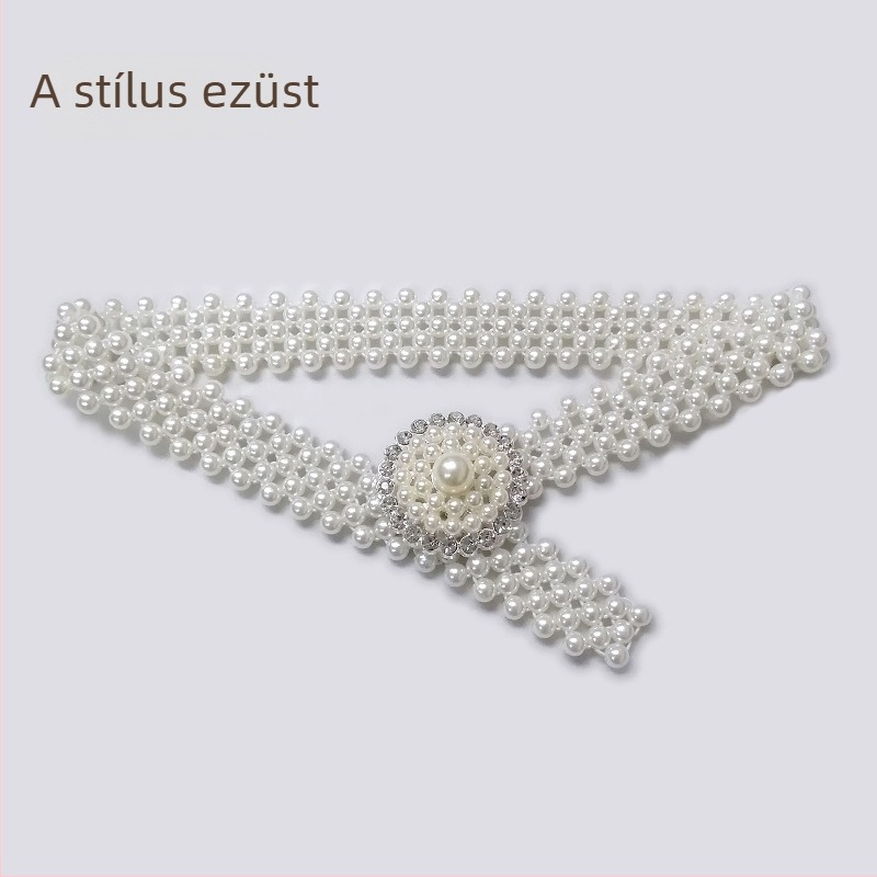 Női deréköv gyöngyökkel, egyszerű és elegáns kiegészítő ruhákhoz és szoknyákhoz, rugalmas lánc, 2–4 cm szélesség