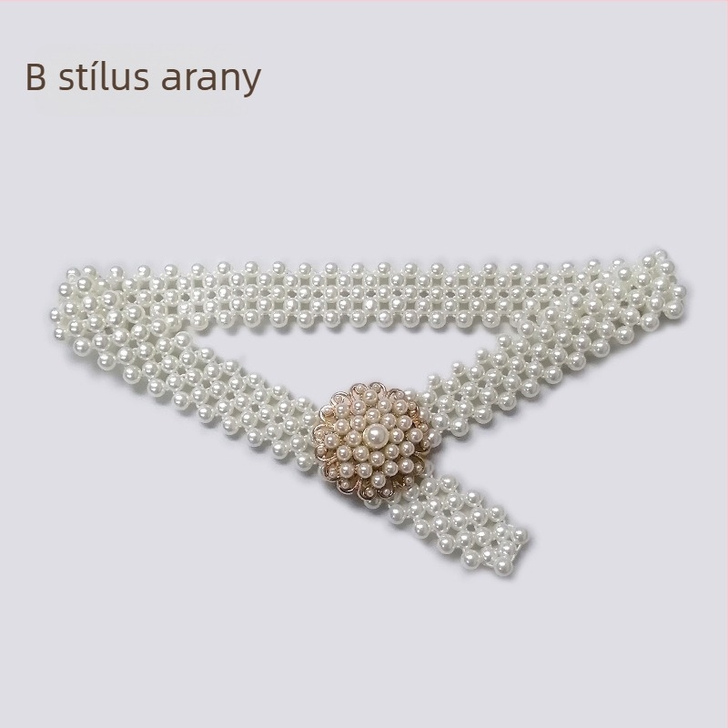 Női deréköv gyöngyökkel, egyszerű és elegáns kiegészítő ruhákhoz és szoknyákhoz, rugalmas lánc, 2–4 cm szélesség