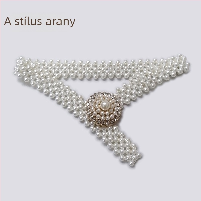 Női deréköv gyöngyökkel, egyszerű és elegáns kiegészítő ruhákhoz és szoknyákhoz, rugalmas lánc, 2–4 cm szélesség