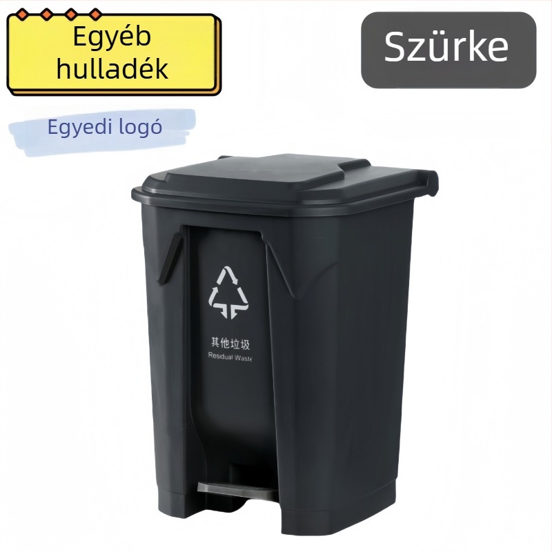 Több színű, vastag kültéri pedálos szemetes, háztartási és közösségi használatra, nagy kapacitású fedővel, kereskedelmi környezethez
