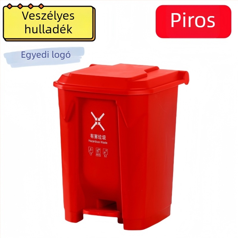 Több színű, vastag kültéri pedálos szemetes, háztartási és közösségi használatra, nagy kapacitású fedővel, kereskedelmi környezethez