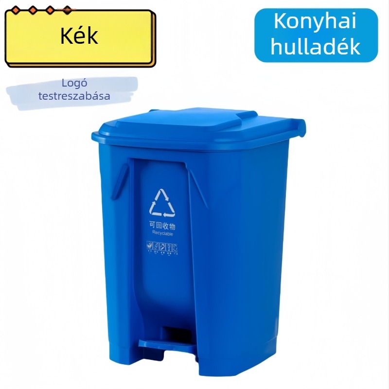 Több színű, vastag kültéri pedálos szemetes, háztartási és közösségi használatra, nagy kapacitású fedővel, kereskedelmi környezethez