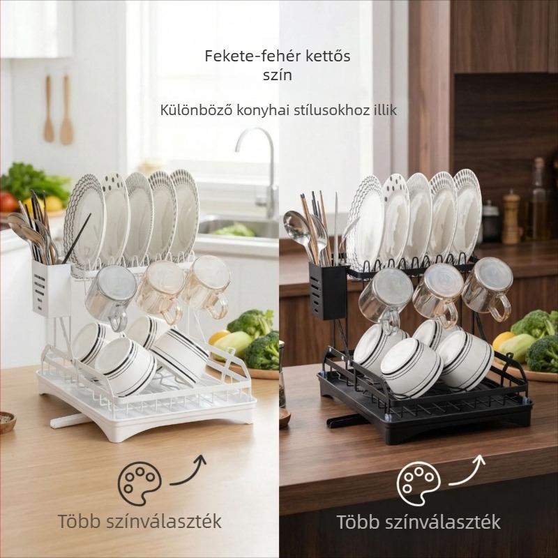 Konyhai edényállvány – több rétegű szárító és tároló a pulton