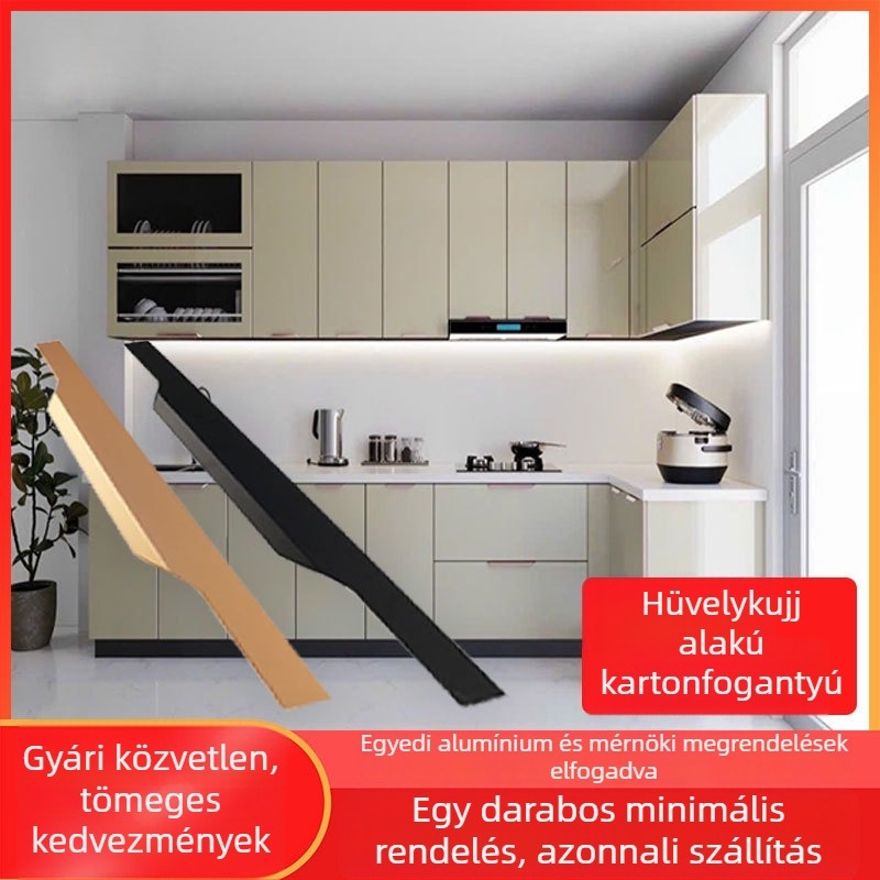 Rejtett alumínium fogantyú fiókokhoz és szekrényekhez, beépített, 18 mm-es lemezhez