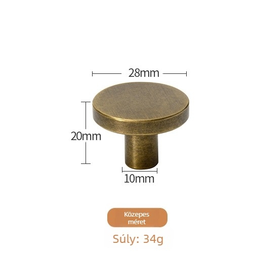 Tiszta réz fogantyú, retró kínai stílusú szekrényfogantyú, egylyukú szerelés, minimalist dizájn.